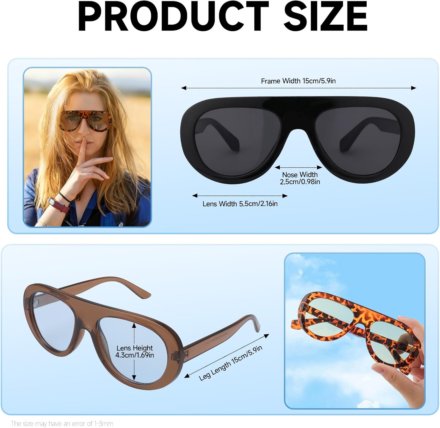 JATEBI 4 Pack Retro 70s Large Frame Sunglasses for Women Men Vintage Chic Shades UV400 Protection Sun Glasses - Image 4