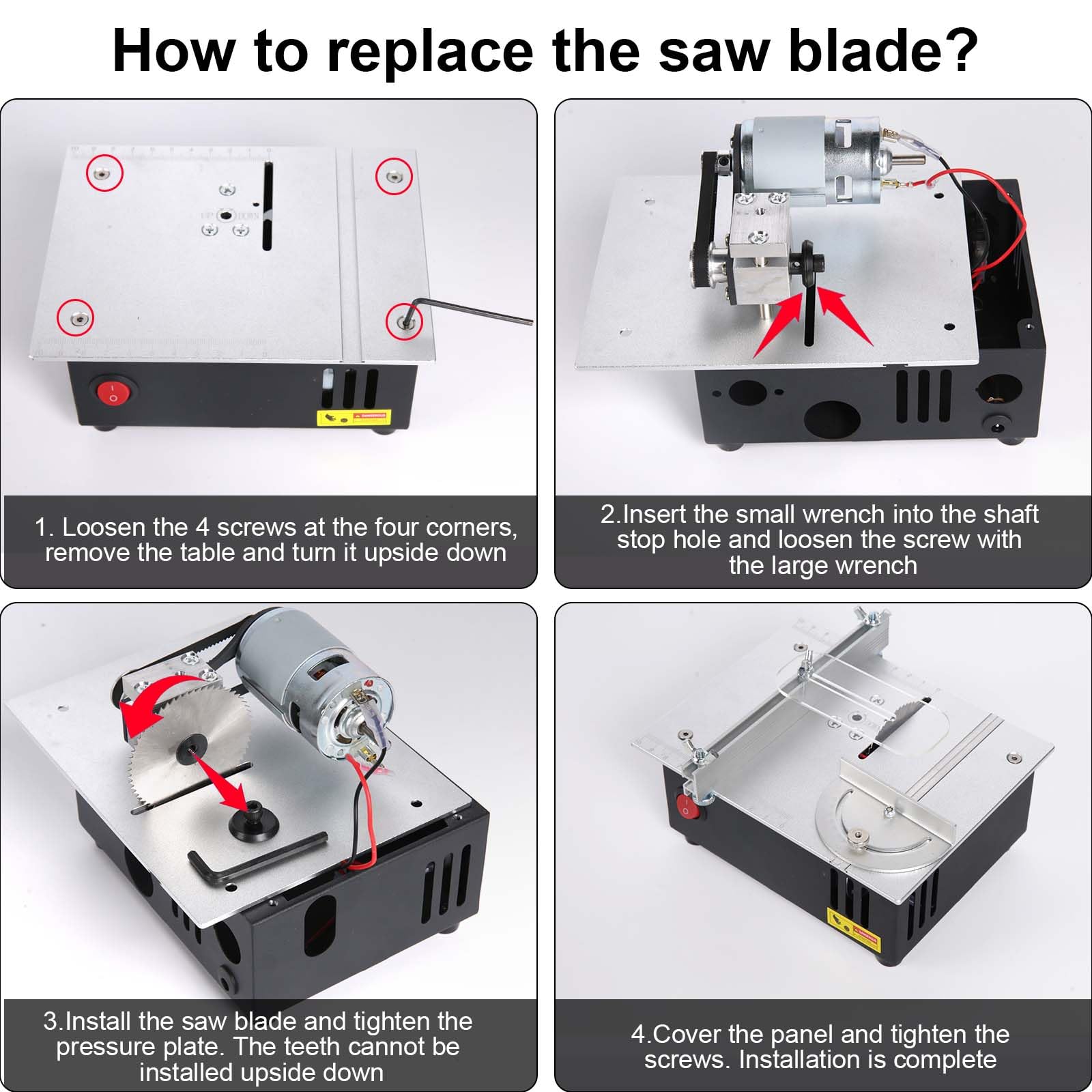 Mini stołowa pilarka tarczowa do obróbki drewna, przenośna, precyzyjna stołowa piła tarczowa z 7-biegowym zasilaczem, regulowana wysokość brzeszczot piły Table Saw 0,1-15 mm, ułatwienie pracy dla