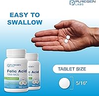 Vista 5 de Puregen Labs - Tabletas de ácido fólico de 1000 mcg Vitamina B9 Sin OMG Sin gluten Tamaño de valor de 1000 comprimidos