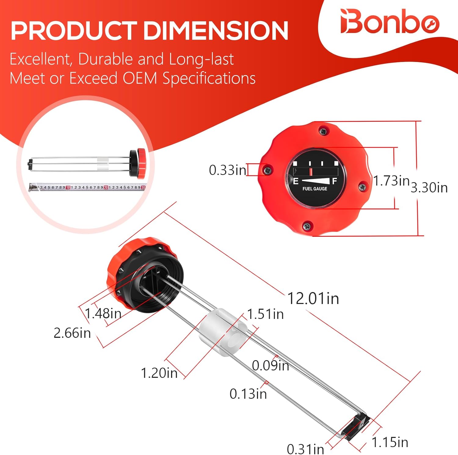 CH15741 Fuel Tank Cap with Fuel Gauge Fits for John Deere 650 750 850 950 Tractor, for Yanmar YM Series, Replaces for CH11096, 194145-04302, 194145-04301, 194145-04300