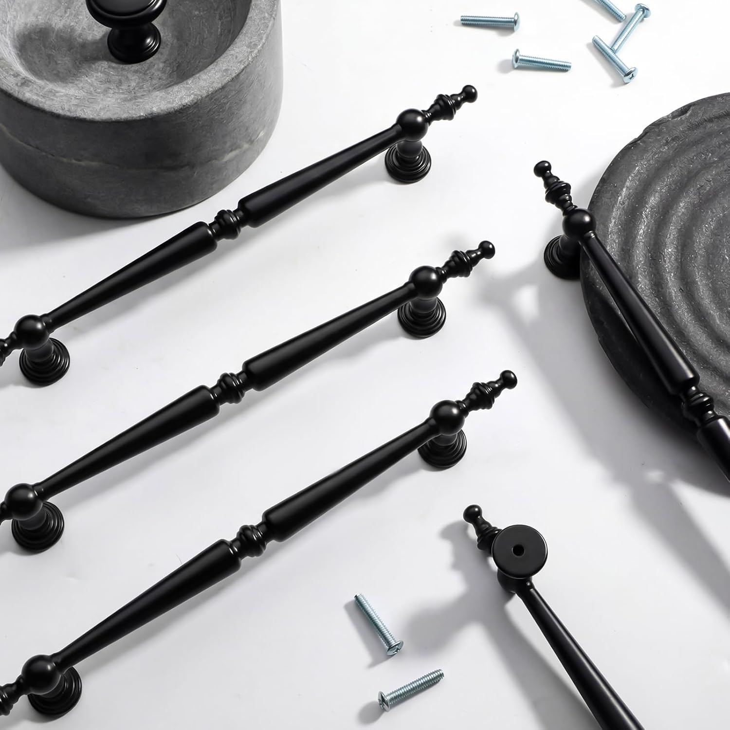 Shimeyao Cabinet Pulls Hole Center Vintage Cabinet Pulls Handles Drawer Handles Closet for Kitchen Bathroom Drawer Dresser Pull Hardware(10,Black,6.3"(160mm) Hole Center)