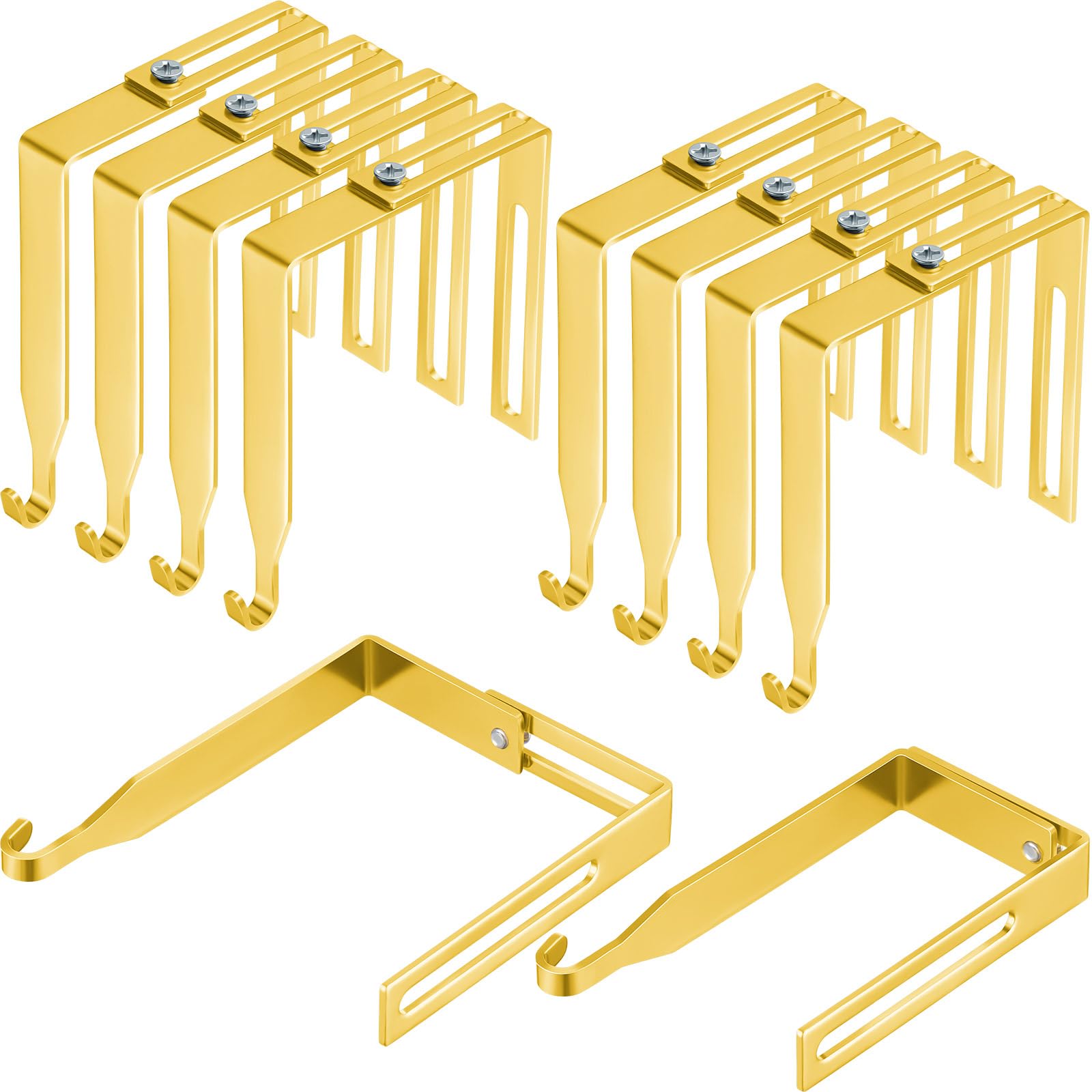 Amylove 8 Pcs Adjustable Cubicle Hooks Metal Hangers, Gold, Classic