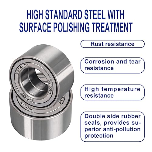 Miniatura 4 de Rodamientos de rueda delantera ATV con sello de metal para Polaris Side by Side Sportsman, Ranger, RZR, juego de 2, 3514634, 3514342, 3515088