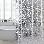 WELTRXE EVA Shower Curtain Liner Waterproof, Plastic Clear Pebble Shower Curtain Liner, No Odor Shower Liner, Heavy Duty Shower Curtain Liner with Magnets for Bathroom 72x72 Inch,12 Hooks