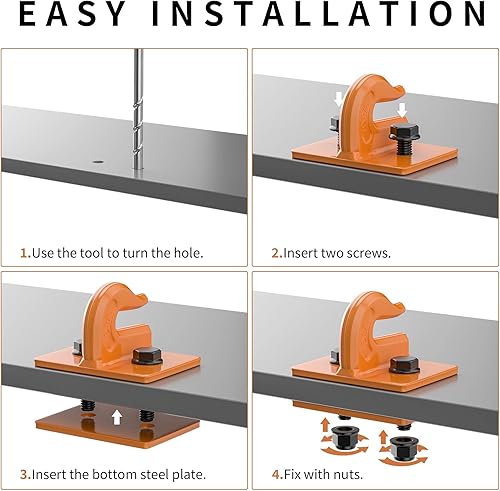Miniatura 5 de PROEZE Paquete de 2 ganchos de agarre para cubo de tractor de 38 pulgadas, gancho de agarre atornillado, montaje de gancho de remolque de grado 70,