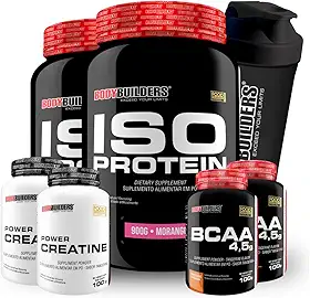 Kit 2x Iso Protein 900g + 2x BCAA 4.5 100g + 2x Power Creatina 100g + 2x Coqueteleira - Bodybuilders