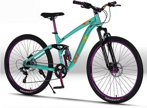 New Off-Road Mountain Bike 26/27.5" MTB Full Suspension Model Semi Block Tire Shimano 8 Speed Aluminum Frame Front Wheel Quick Release Lock Out Suspension Fork Riser Handlebar