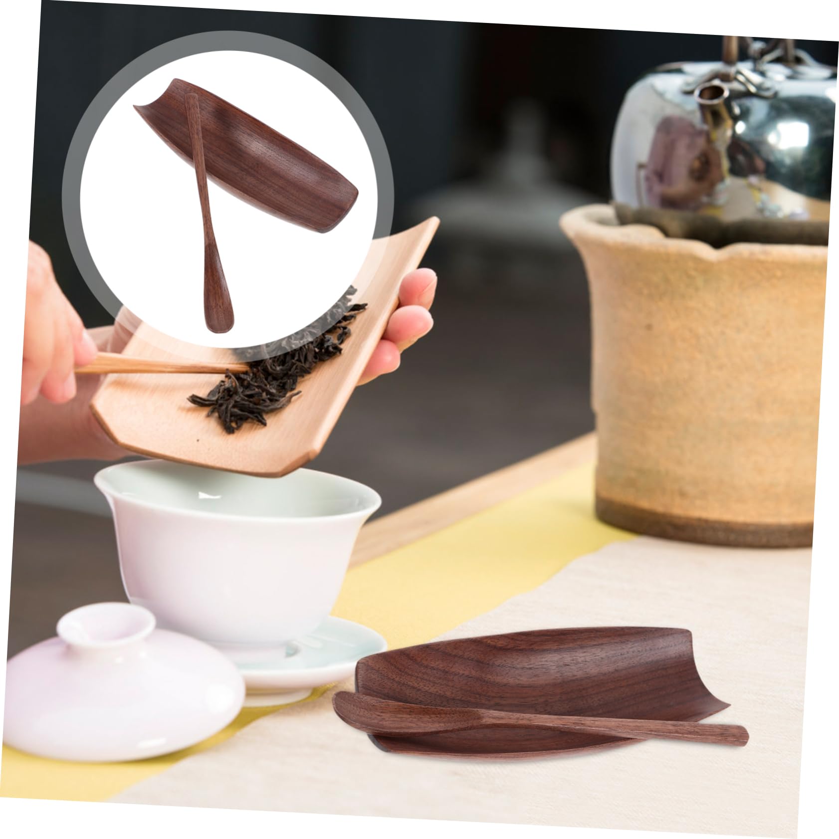 ABOOFAN Walnut Tea Scoop Tea Leaf Container Strainer Multi-functional for Ceremony Gongfu Utensil