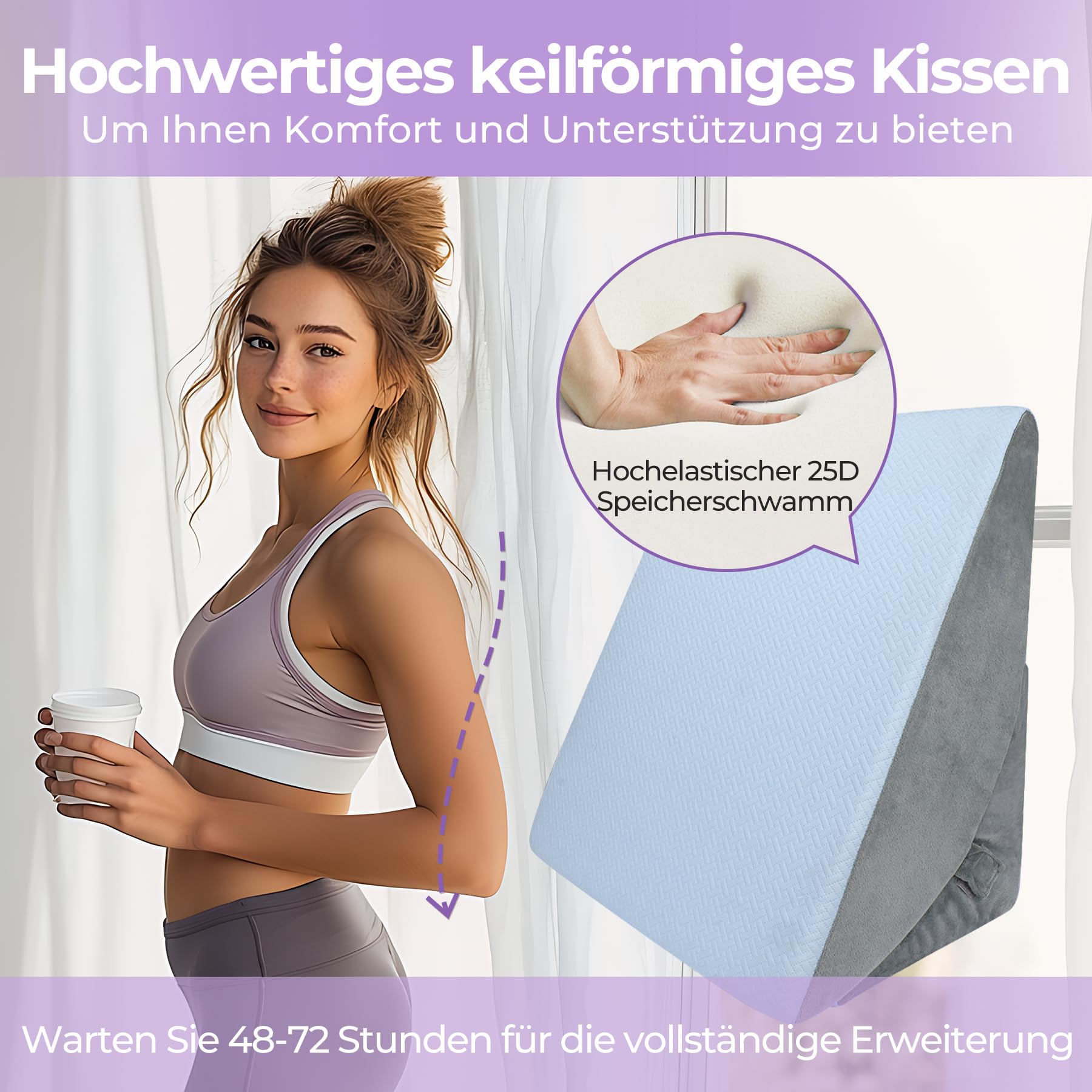 Babenest Verstellbares Keilkissen mit Hochdichteschaum, Ergonomisches Rückenkissen für Bett & Sofa, Reflux Lesekissen zum Schlafen, Spielen, Fernsehen (Blau)