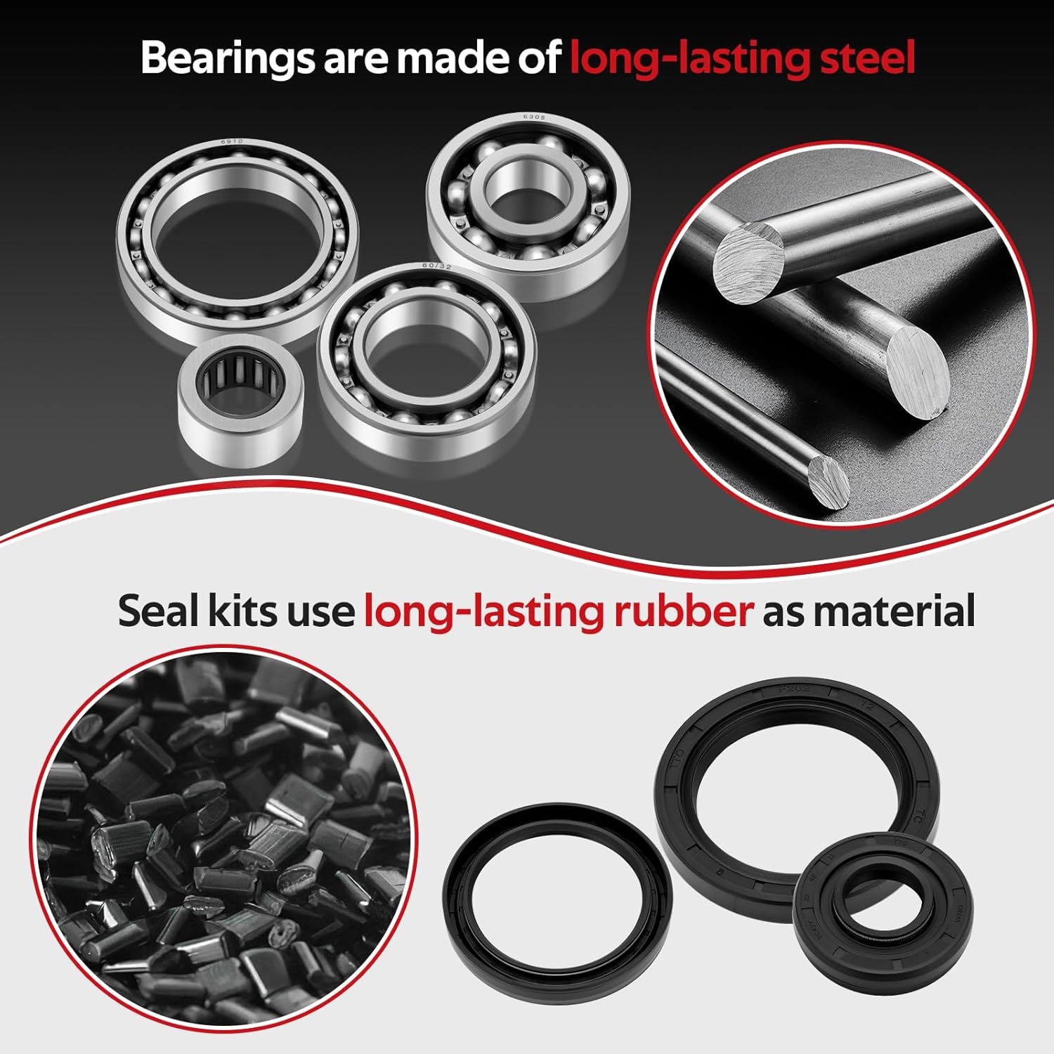 JAVIK Front Differential Bearing Seal Kit for Kawasaki Prairie 360 650 700 Brute Force 650 750 Twin Peaks 700 O.E.M# 92046-1286 13271-1503 92045-1393 92045-1394