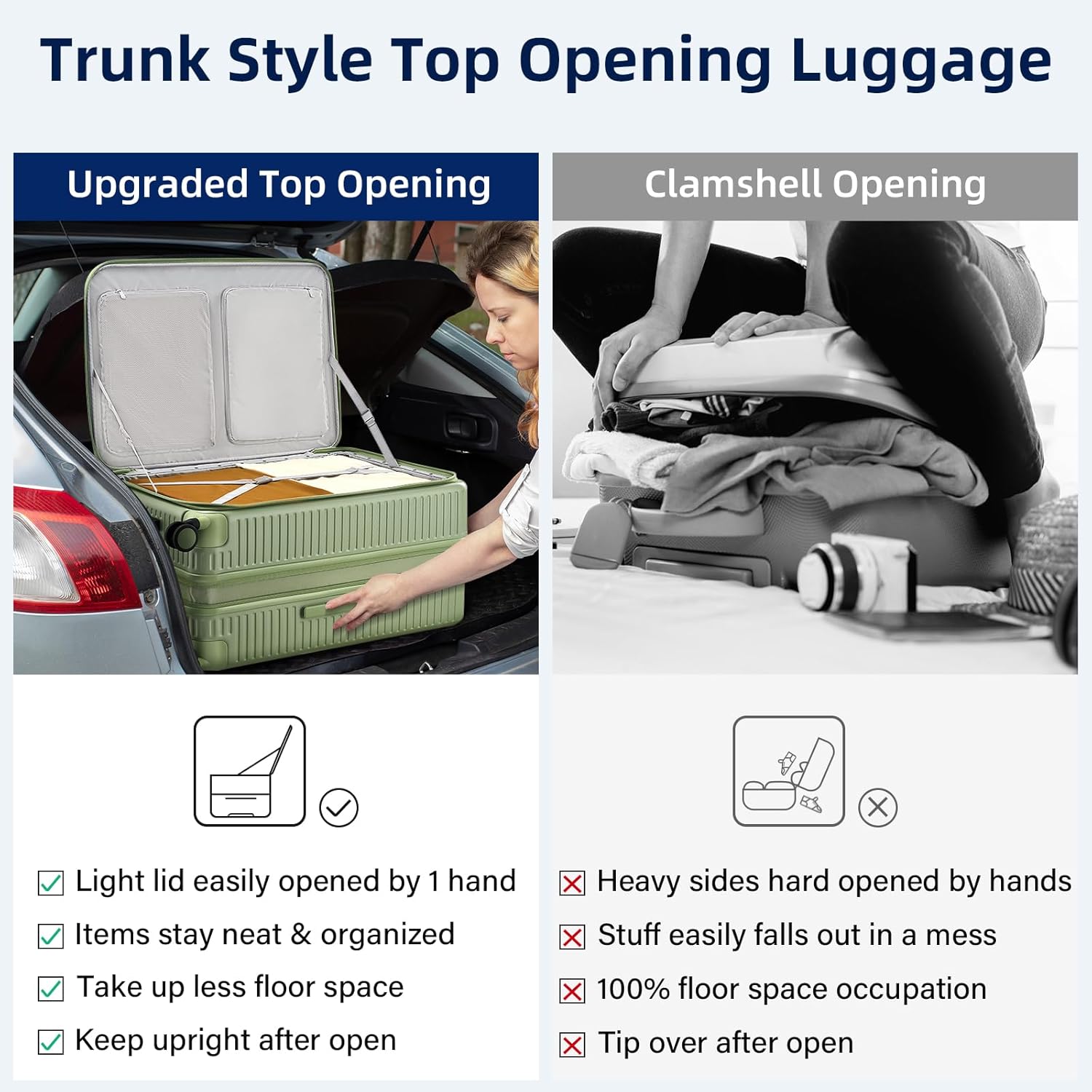 HanTrip Hard Shell Suitcases 28 Inch Large Checked Luggage with Spinner Wheels Cup Holder, Expandable Check in Luggage Lightweight Top Opening Luggage Big Rolling Suitcase with Lock, Bamboo Green