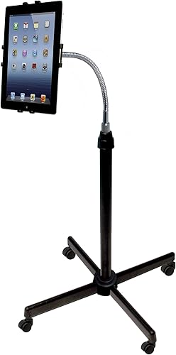 Miniatura 2 de Soporte de pie para tablet, con cuello de cisne y altura ajustable, Negro