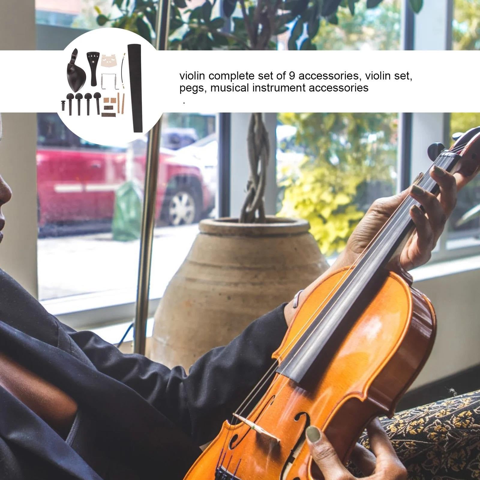 Profesjonalne Instrumenty Muzyczne Zestaw Akcesoriów Do Skrzypiec 4/4 Z Hebanu Trwała Podstrunnica