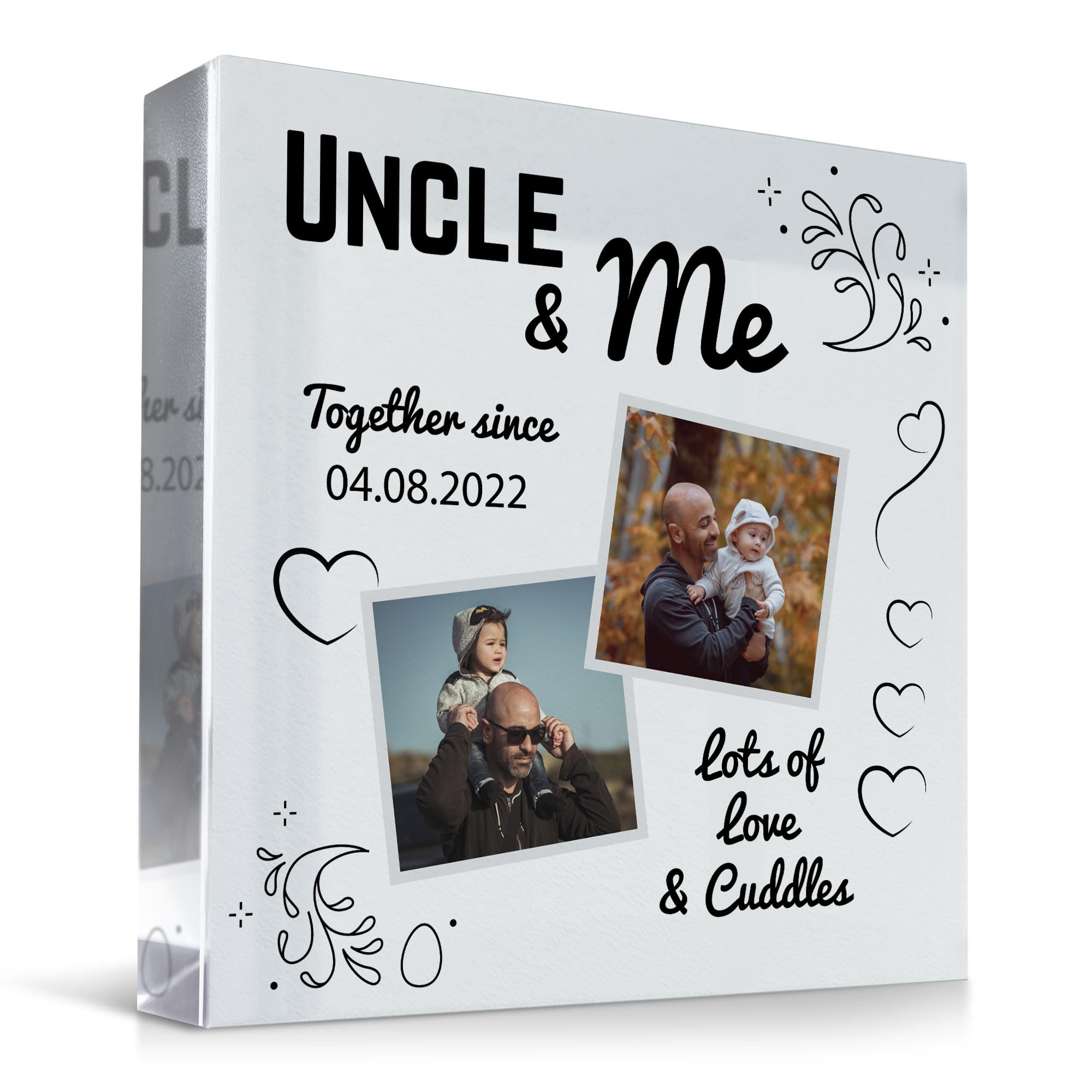 RED OCEAN Personalised For UNCLE From Niece Nephew UNCLE AND ME Plaque Personalised Photo Block Birthday Christmas For Uncle