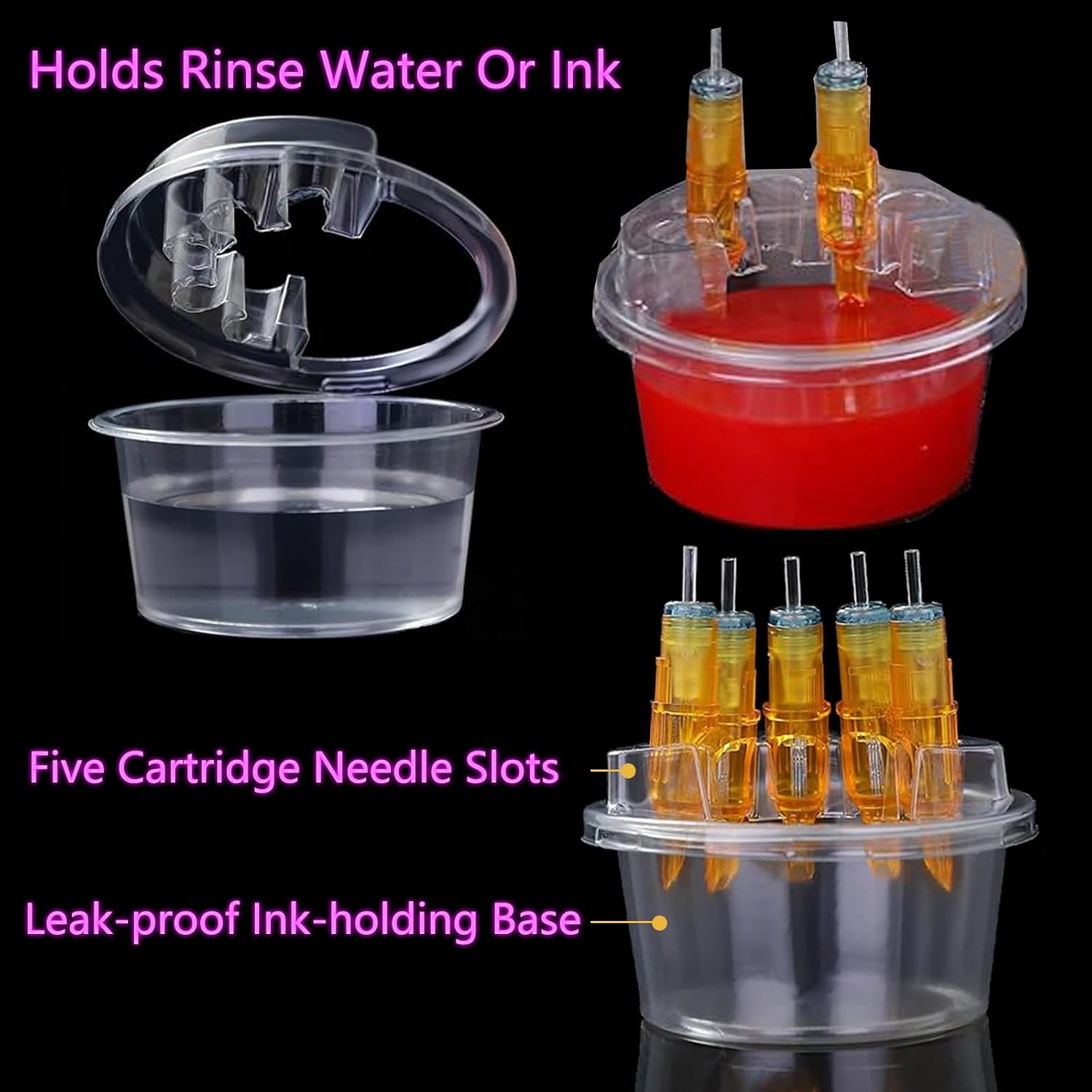 LEEYUKA 40 PCS Hive Cups Tattoo Ink Holder Disposable Transparent Rinse Cup Stand Cleaning Tray for Tattoo Supplies image 2