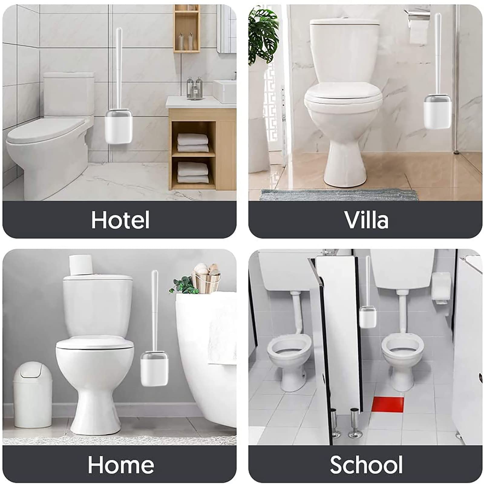 SRHIMEOS Spazzolone WC Silicone, Scopino per WC con Supporto, Scovolino WC in Silicone Morbido, Adatto per Gli Angoli E I Piccoli Spazi tra Le Toilette E Le Pareti