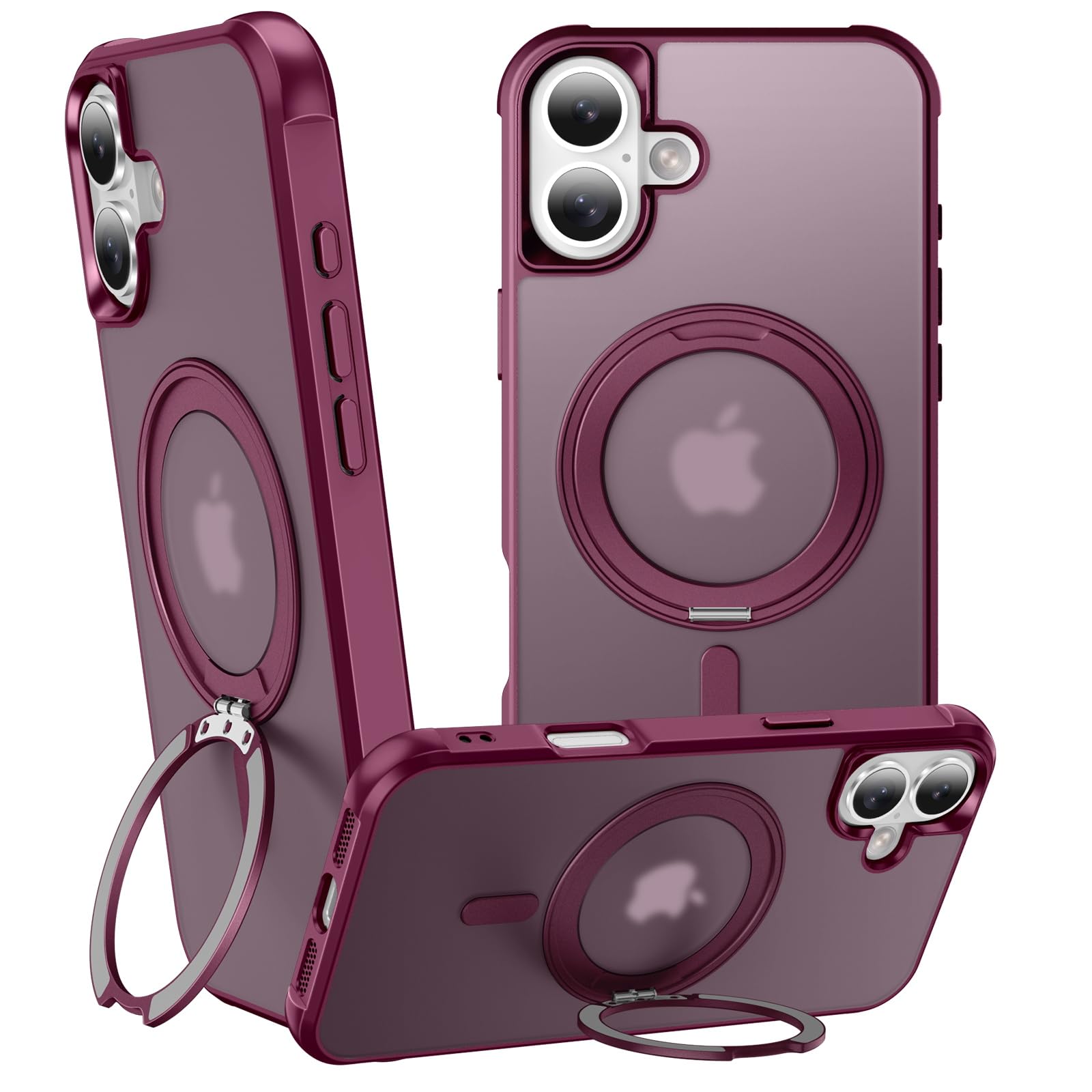 ZHOGTNEG 360° Magnetic Swivel Ring for iPhone 16 Plus case, Built-in Metal Stand and Ring Holder, Magsafe Compatible, Military Grade Protection, Shock