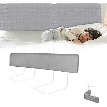 LZQ Bettgitter Rausfallschutz Bettschutzgitter Kinderbettgitter Bettkantenschutz Schutzgitter Bett Bed Rail Form Einstellbar H henverstellbar f r Kinder und Baby - Grau 100cm