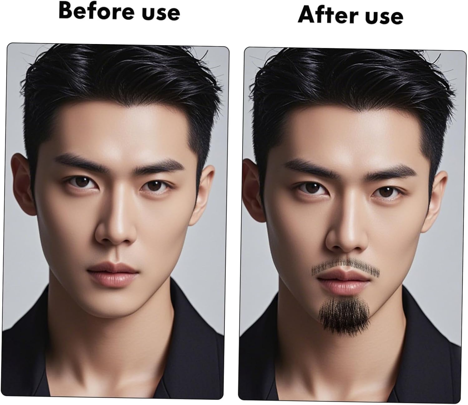 SECFOU Human Hair Fake Beard and Mustache for Men, Lifelike Black