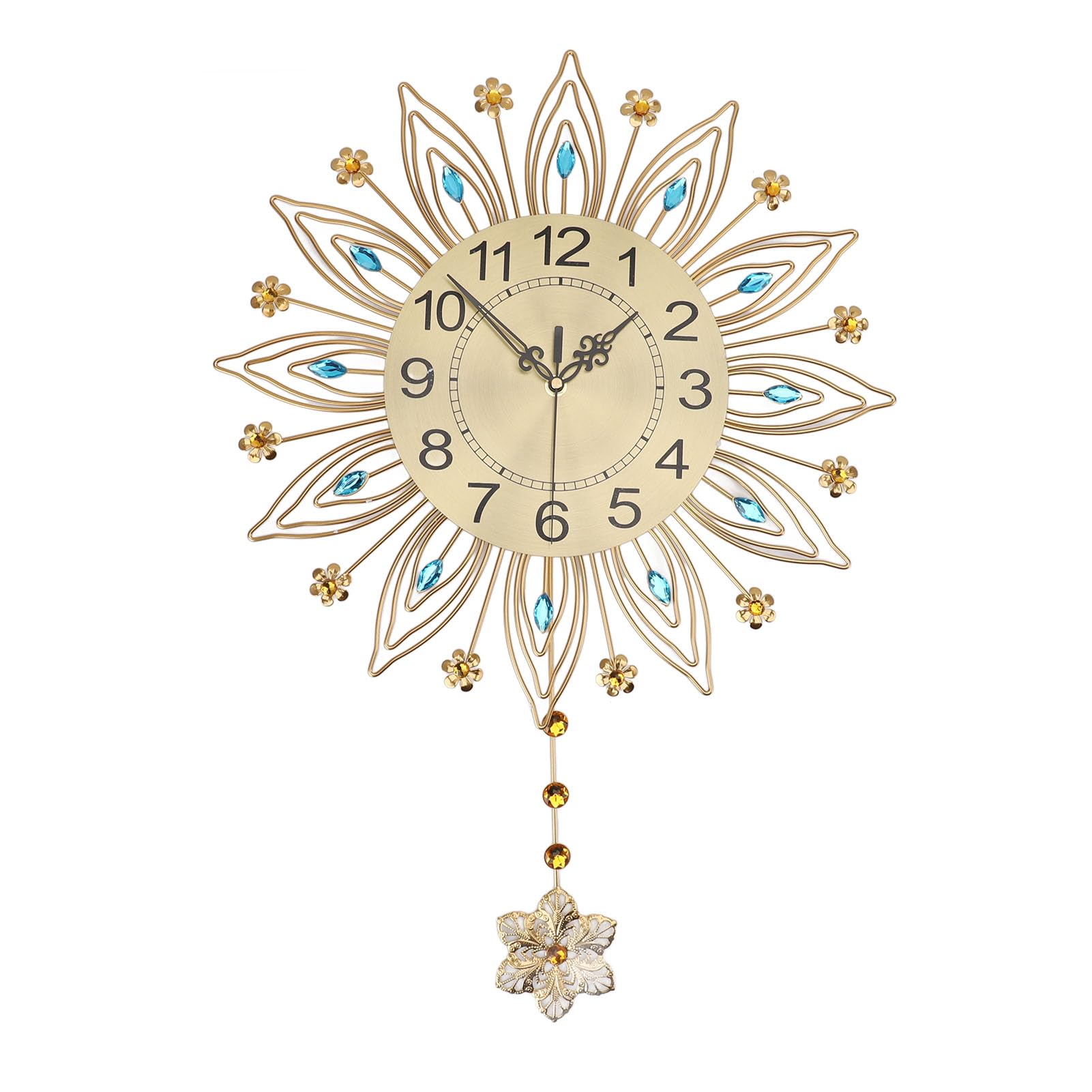 Walfront Reloj de Pared Grande Silencioso, Construcción de Metal, Números Negros Fáciles de Leer, Reloj de Pared Decorativo para Sala de Estar y Espacios de Oficina
