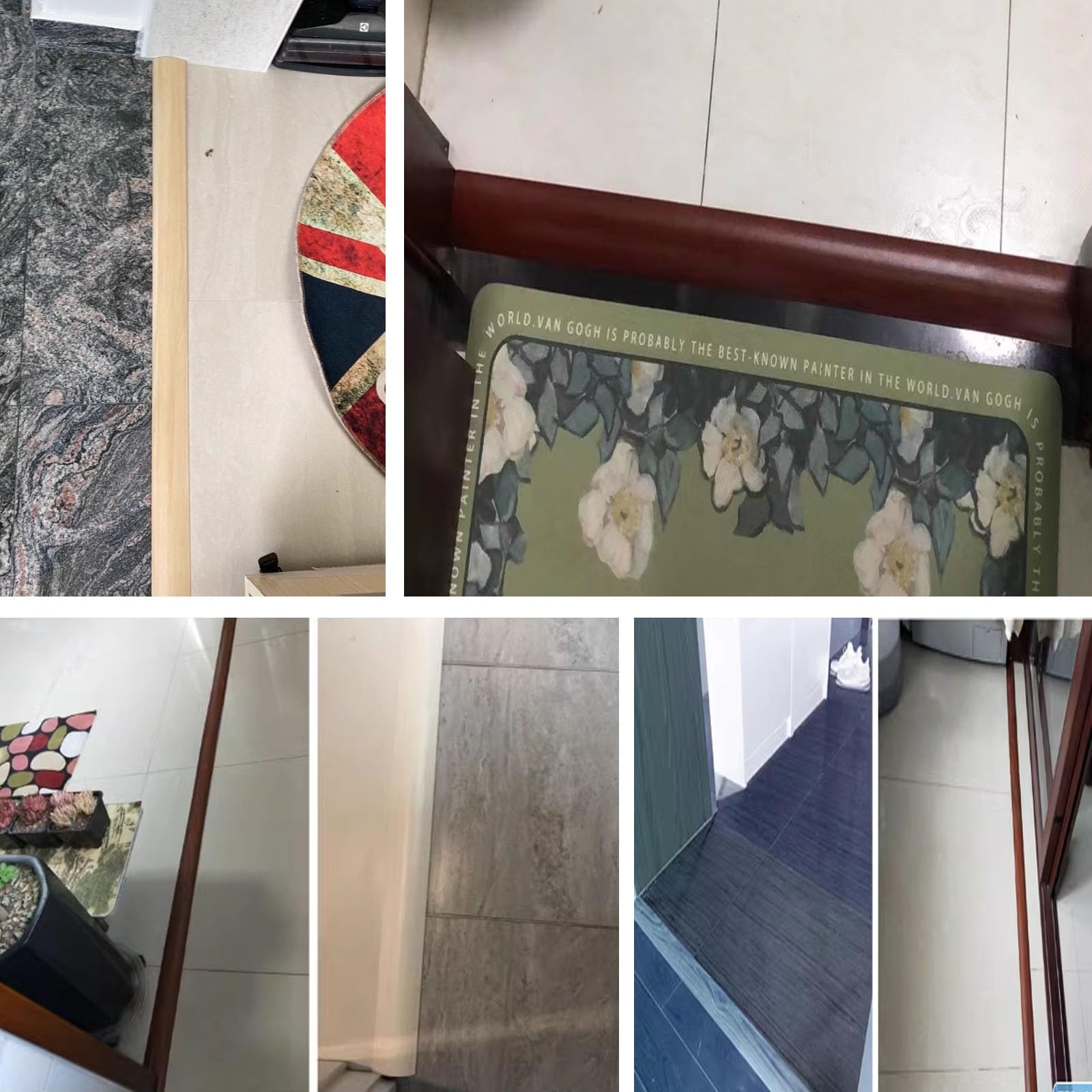 RENLXFI PVC Plastic Floor Transition Strip, 3/4 Inch Cuttable, Deep Coffee, 92-170 cm (36 - 67 inch), 0.3-2cm Height Difference, 600 lbs Weight Capacity