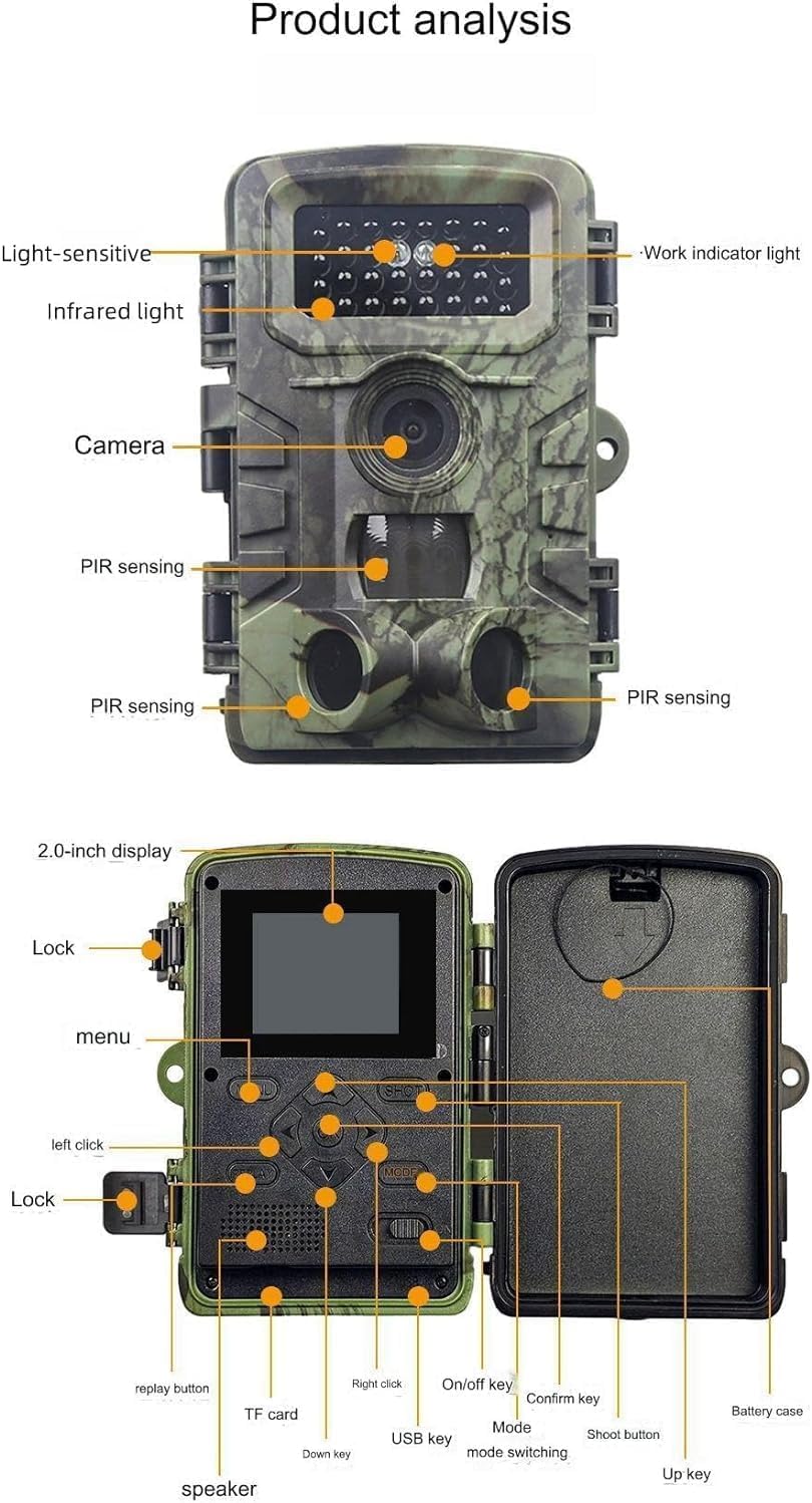 Caméra de chasse 48 m avec carte mémoire 32 Go Détecteur de mouvement Vision nocturne Extérieur Enregistrement d'animaux Caméra de vision nocturne – Pour les prises de vue d'animaux en plein