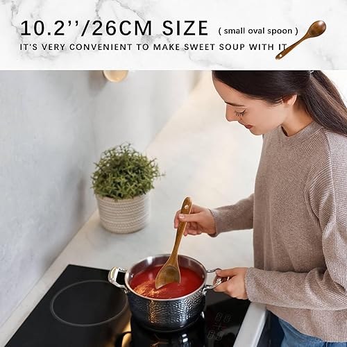 Miniatura 3 de Cucharas de madera para cocinar, juego de utensilios de cocina antiadherentes con 10 espátulas de madera de acacia y cucharas para cocinar,