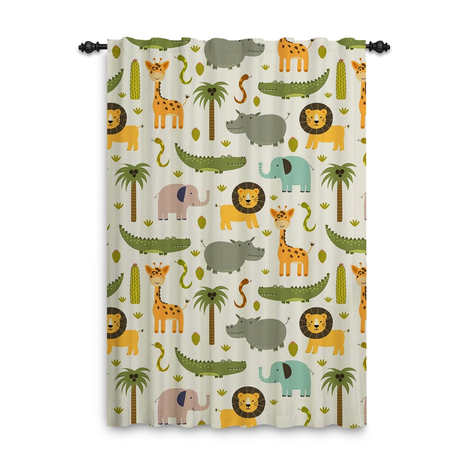 ggaimwf Safari Curtains for Nursery Cartoon Animal Jungle Forest Giraffe Lion Curtain Kids Bedroom Pencil Pleat Patterned Curtains Room Divider Baby Playroom Door Window Drapes 1 Panel 107x160cm โ image 1