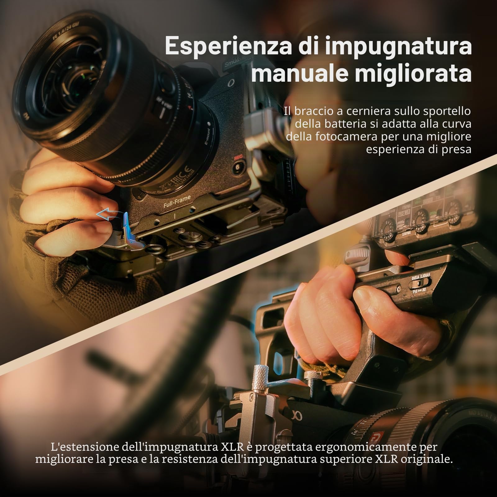 SMALLRIG FX3/FX30 HawkLock Quick Release Cage Kit per Sony FX3 / FX30 con Estensione Maniglia XLR, Cinturino da Polso e Morsetto per Cavi per HDMI, QR NATO Rail/Piastra QR per Arca - 4771