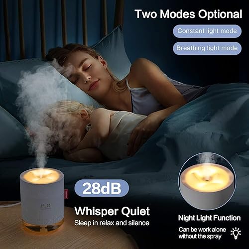 Miniatura 7 de Humidificadores de 16.9 fl oz, humidificadores de niebla fría Snow Mountain, 2 modos de pulverización, humidificador de aire para dormitorio, con
