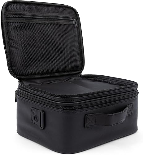 Miniatura 5 de Valley Essentials Bolsa de maquillaje de viaje con espejo LED, espejo extraíble, estuche de almacenamiento adicional, organizador de maquillaje con