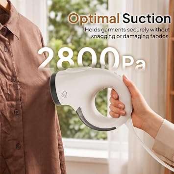 Vacuum Steamer for Clothes,2 in 1 Steaming & Ironing with 25s Fast Heat-Up | 2800Pa Optimal Suction Handheld Garment Steamer, Leak-Proof Portable Travel Iron with Base & Bag,Detachable Water Tank