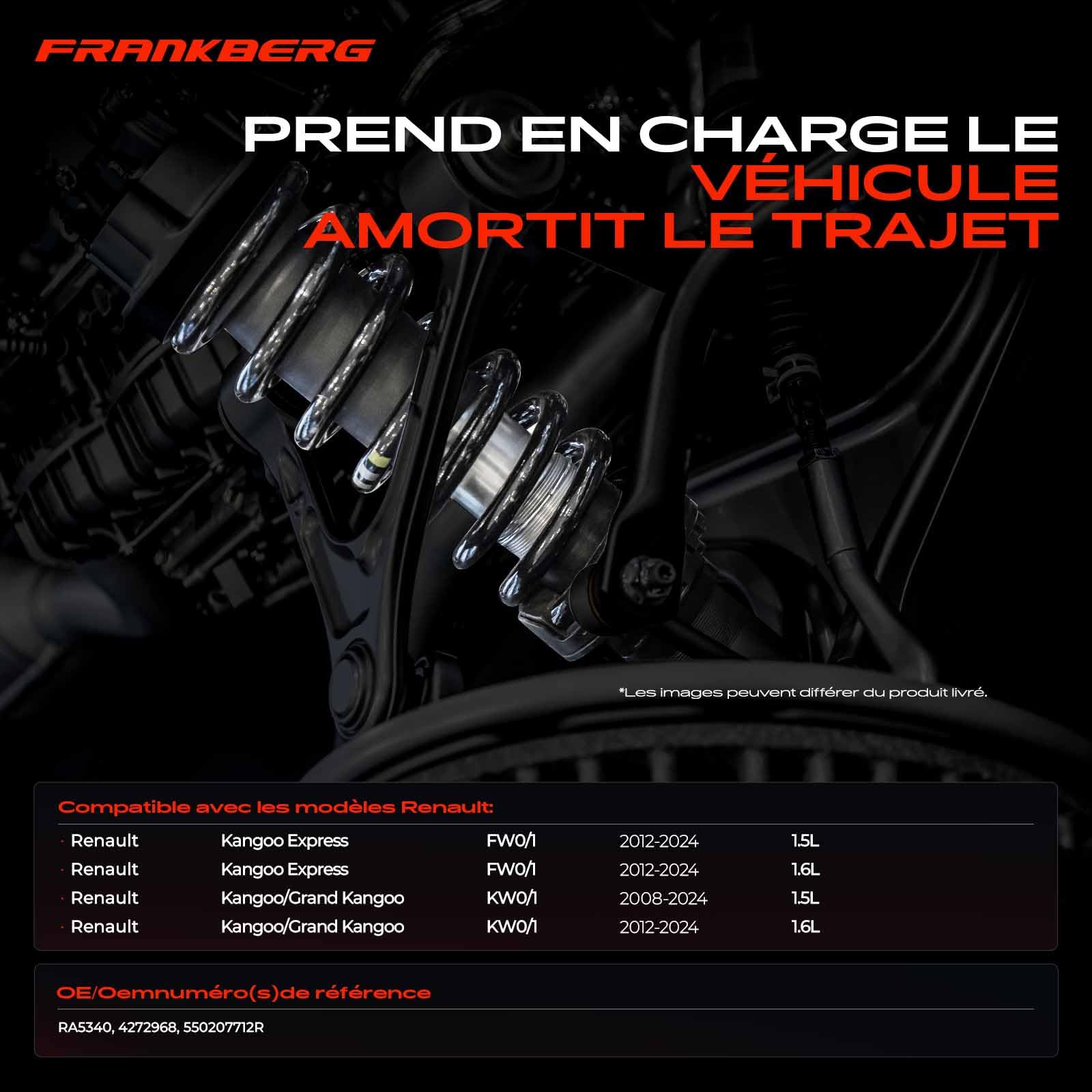 Frankberg 2 ressorts de suspension pour essieu arrière 550207712R | Compatible avec: K.a.n.g.o.o/Grand K.a.n.g.o.o KW0/1, K.a.n.g.o.o Express FW0/1