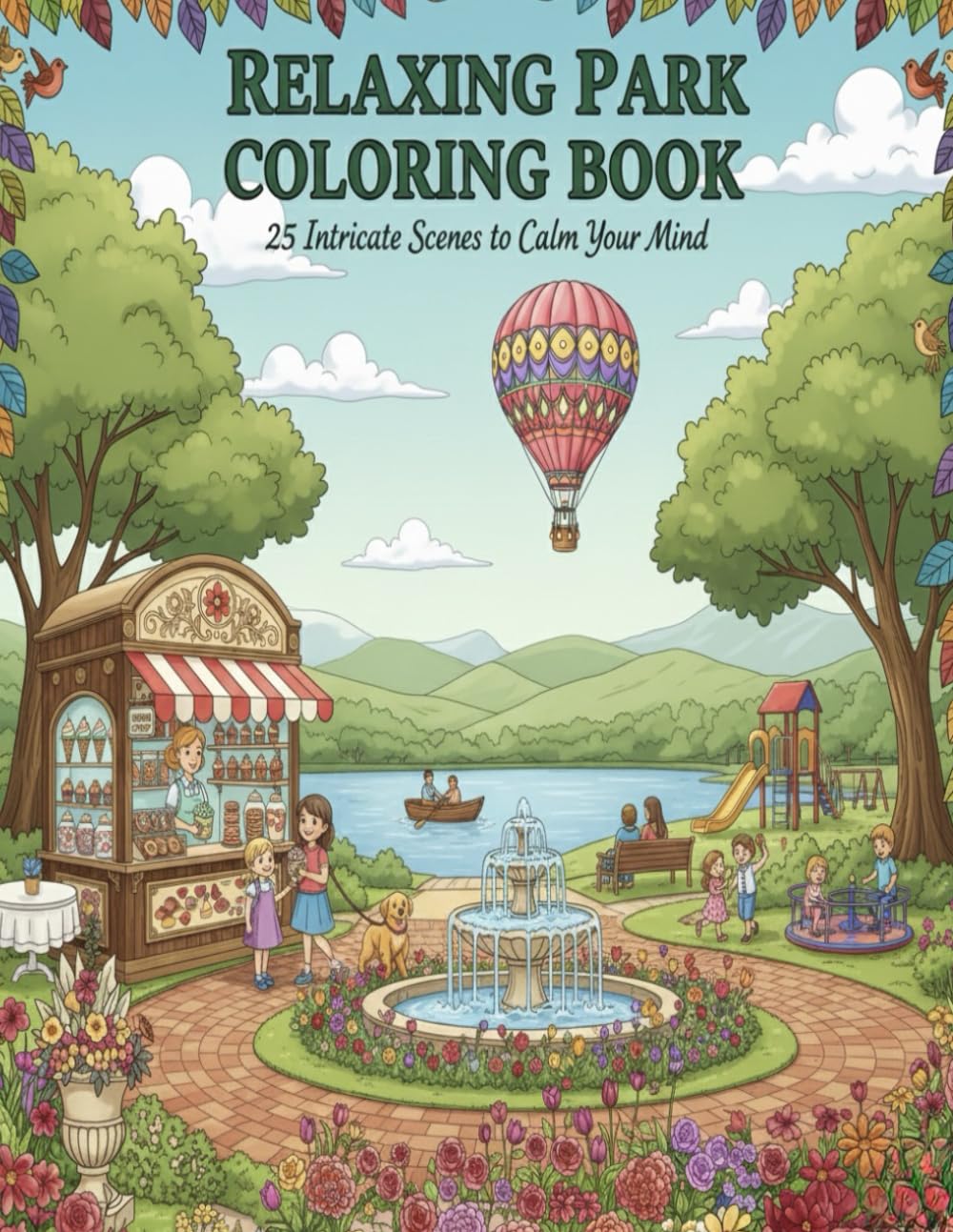 Relaxing Park Colouring Book: 25 Intricate Scenes To Calm Your Mind.