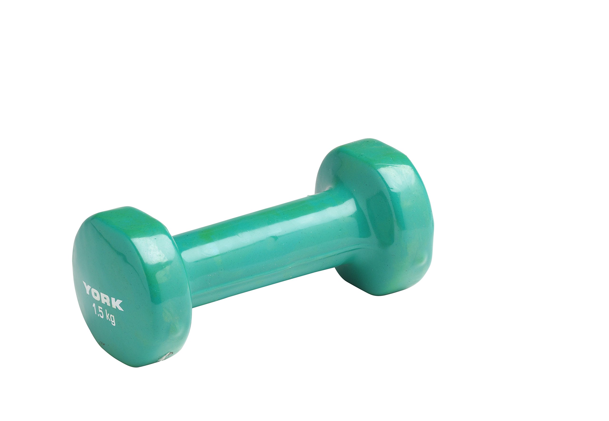 NRS Healthcare York Fitness Single Vinyl Dipped Dumbbell (Fitbell), Green, 1.5 Kg