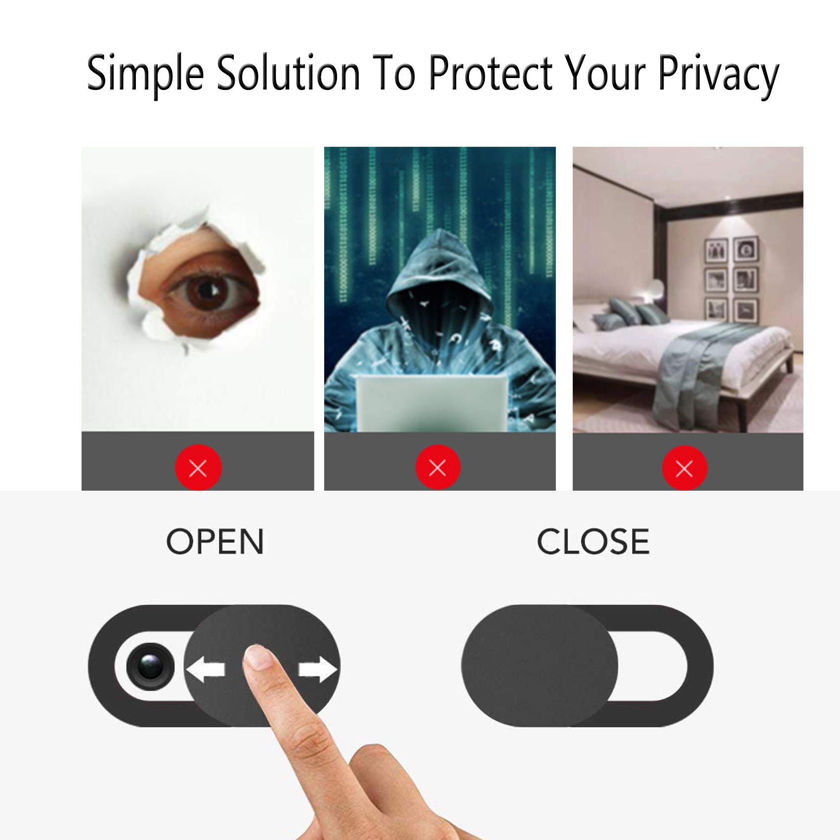 8 Pièces Cache de Webcam Slide, Couverture de Caméra Frontale Ultrafin Protège, Film de Protection de Caméra pour Ordinateur Portable, Smartphone, Tablette, Macbok Pro, Pad Pro (Noir), 1-Noir