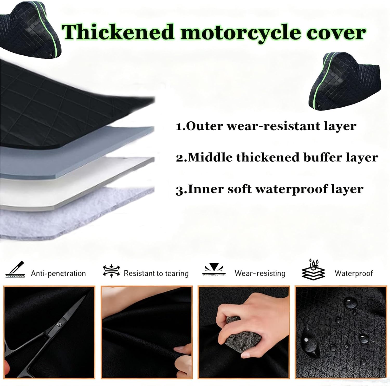 Hail-Proof Motorcycle Cover for Yamaha DT-1 (1968-1969),Waterproof Outdoor Motorcycle Cover with Cotton Lining,Providing Protection Against Sun,Rain,Wind,and Snow