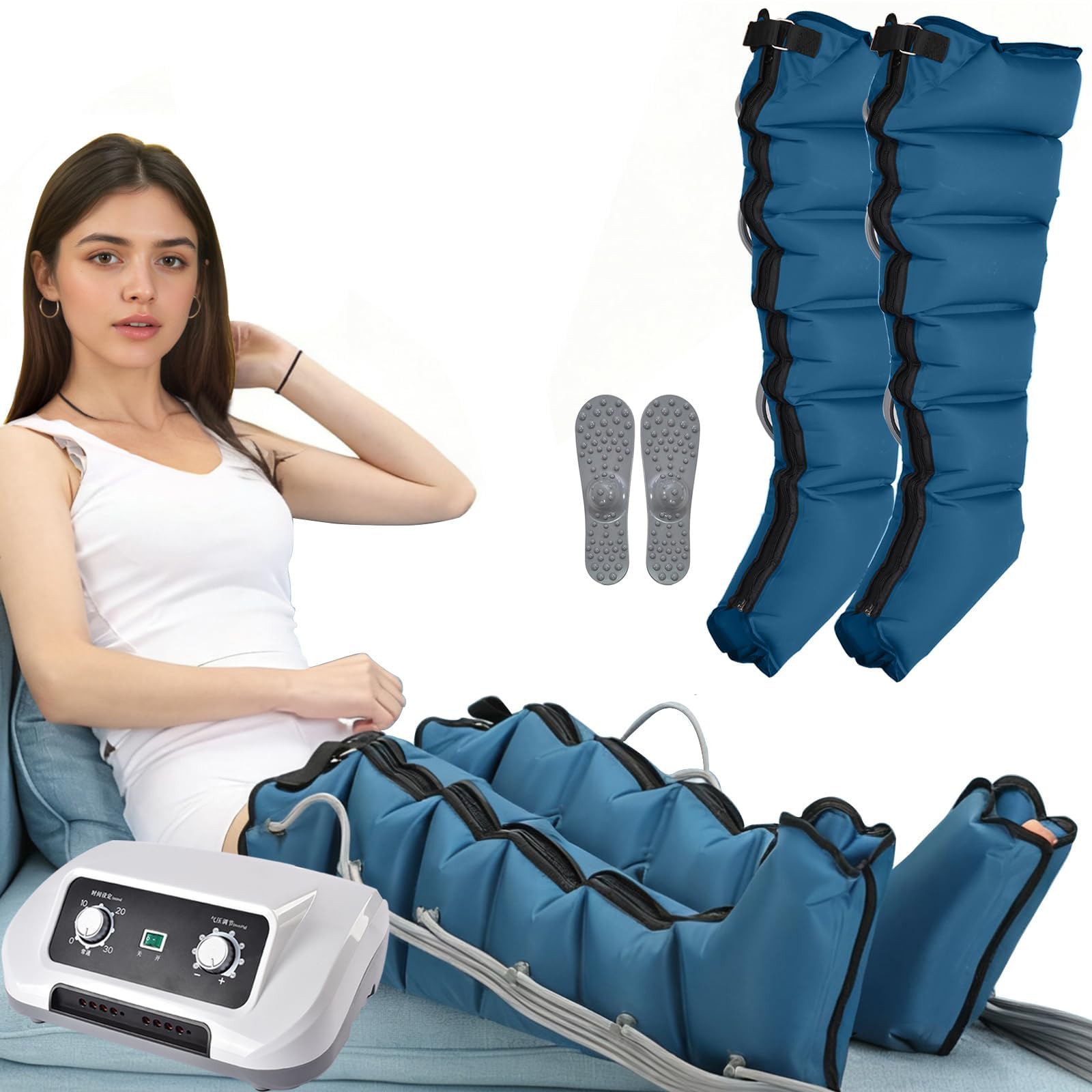 Botas Presoterapia para Casa Piernas y Abdomen con 6 Cavidades,Maquina Presoterapias, EléCtrico Presoterapias Pies Piernas Y Abdomen Y Brazo,Alivia Dolor Muscular