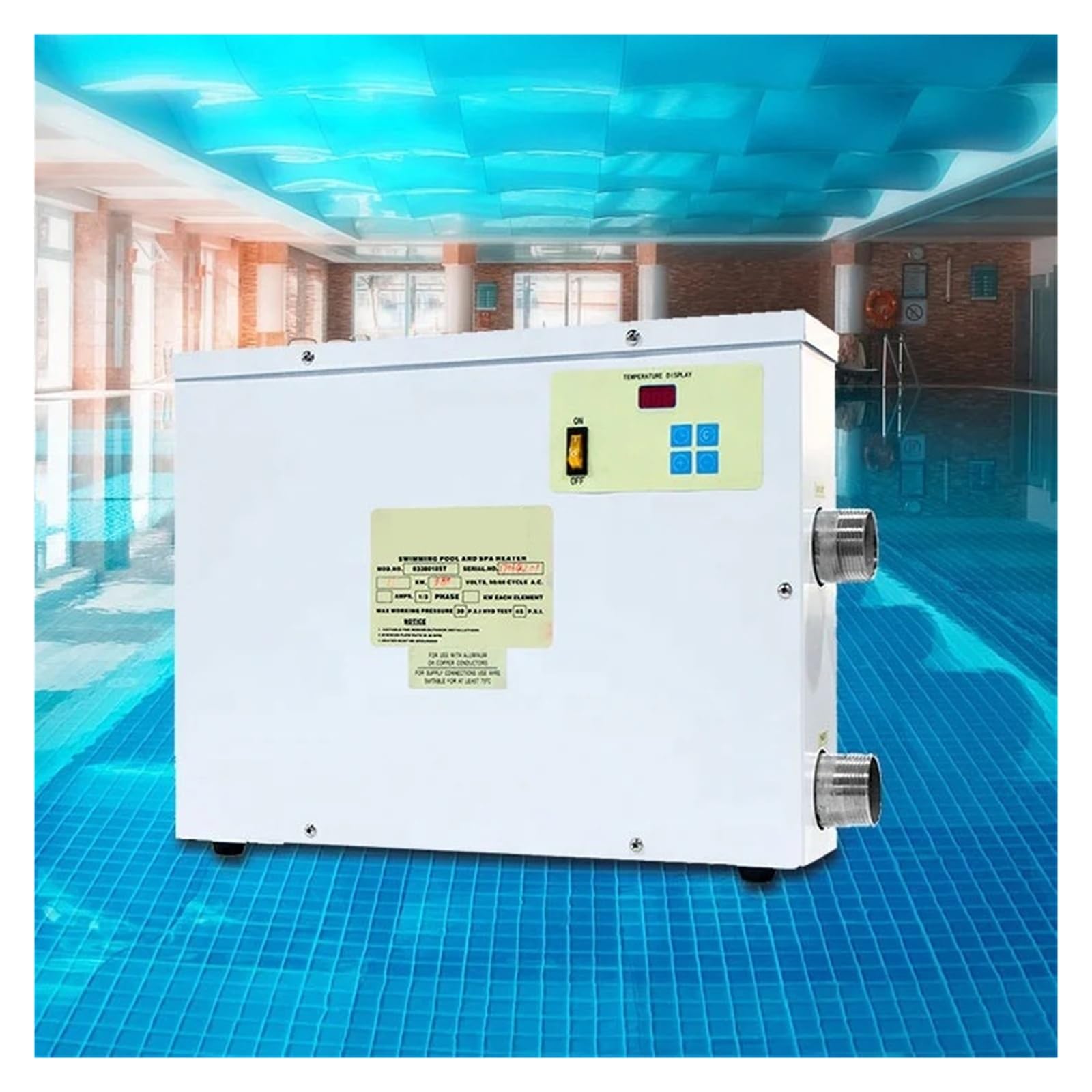 Pompe à Chaleur for Piscine et Spa 5,5 à 20 KW avec Interrupteur thermostatique, Chauffe-Eau électrique for piscines creusées et Hors Sol avec Une efficacité de Chauffage élevée(5.5KW)
