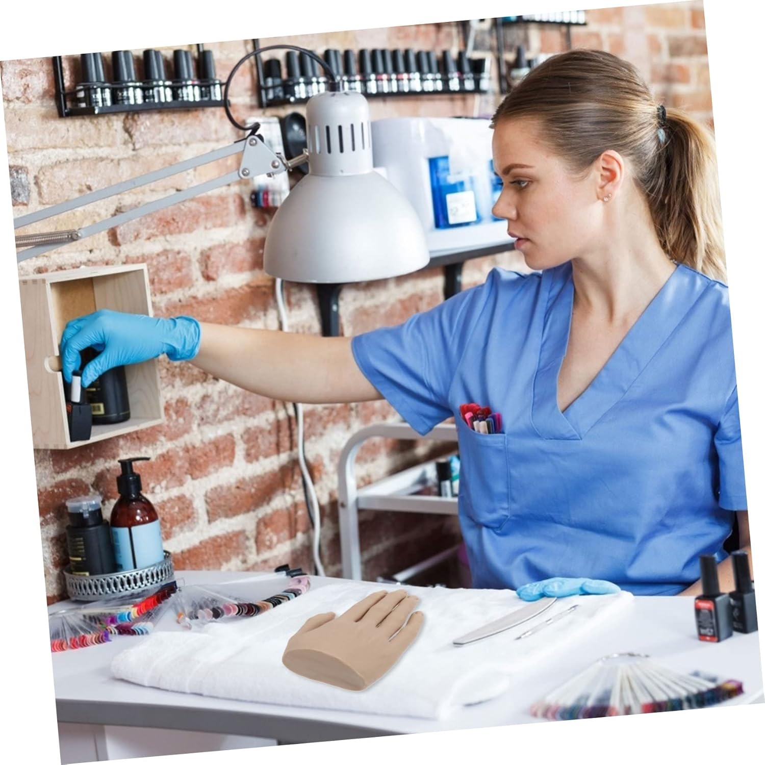 NOLITOY Nail Art Supplies Fake Hand Manicure Prosthetic Nail Training Hand Kit