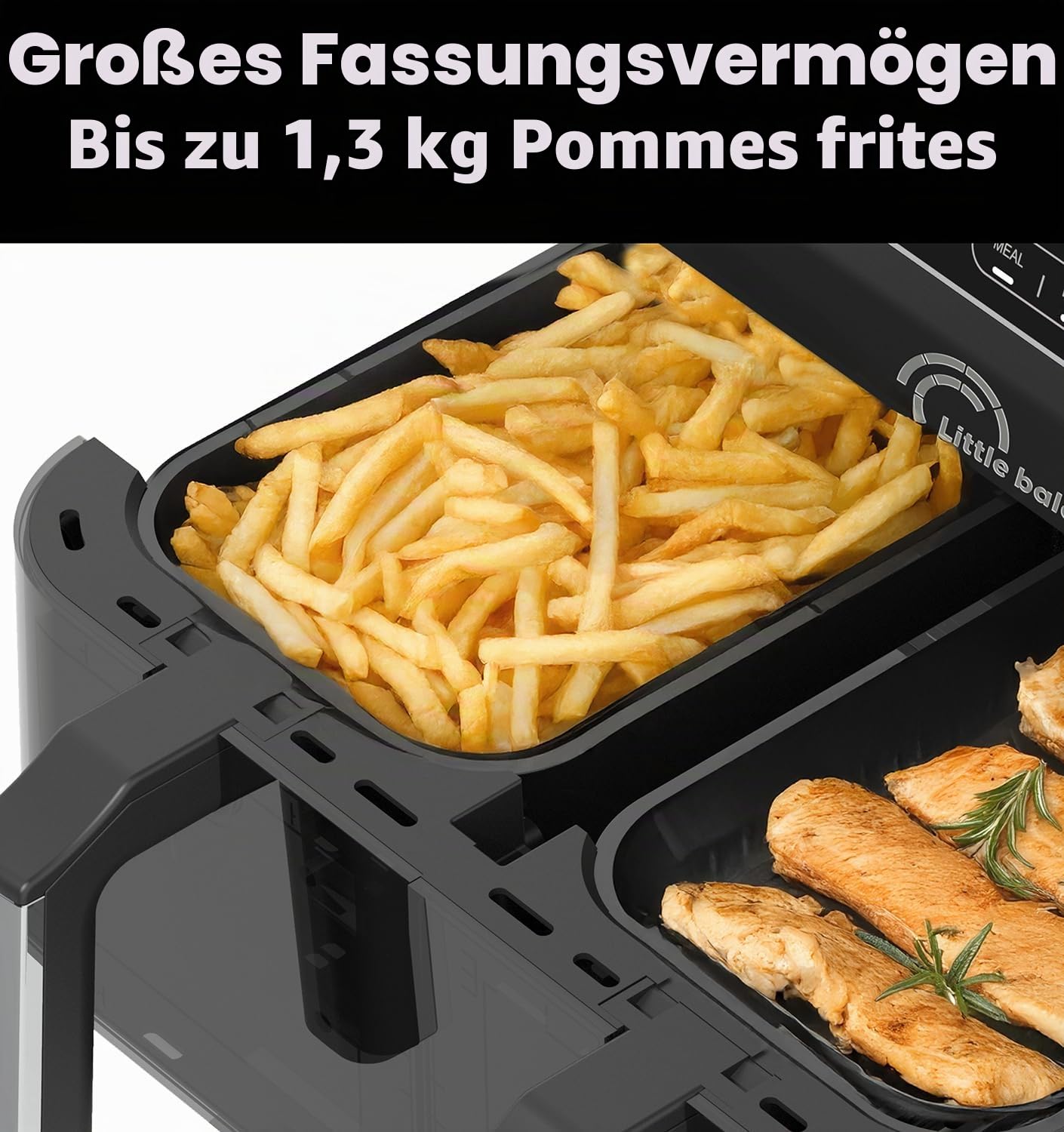 Friggitrice Dietetica - Little Balance - 8765 - Crousty Light Duo - 9 L - 2460 W - 9 Programmi - Nero