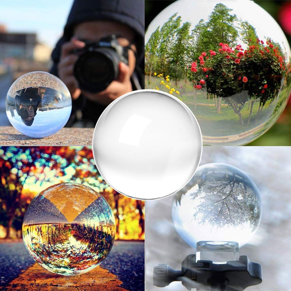 Boule en verre pour photographie - 80 mm - Avec support - Mini boule de cristal - Pour photographie, décoration de la maison - Cadeaux