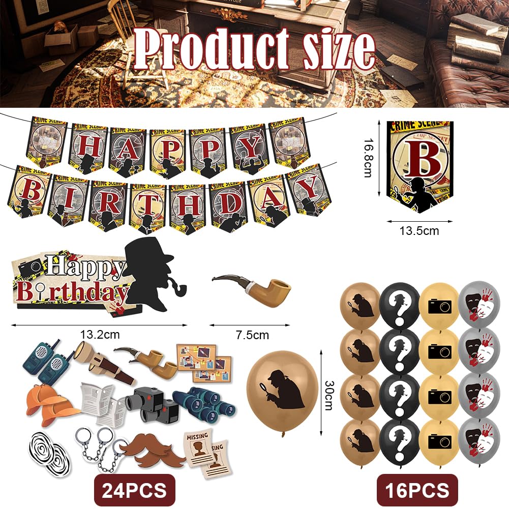 Kit Fiesta Temática Detective - Incluye Carnets, Lupa, Gafas, Tampón Huellas Y Más - Decoración Cumpleaños Infantil Con Actividades