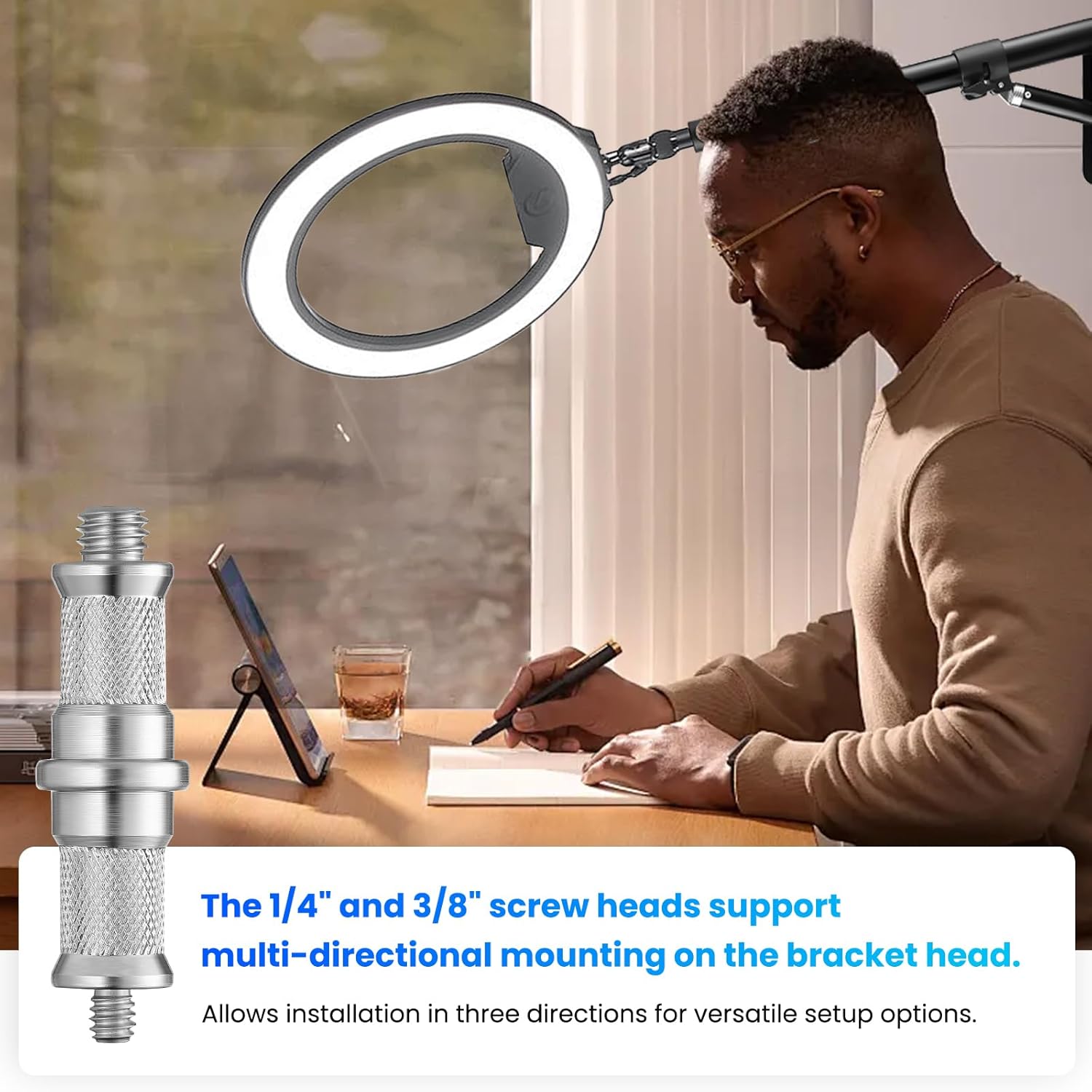 Ring Light Wall Mount with 45.7" Adjustable Boom Arm - Professional 360° Rotation Studio Photography Light Stand - 12lb/5.4kg Load Capacity for Salons, Makeup, Photography and Video Recording