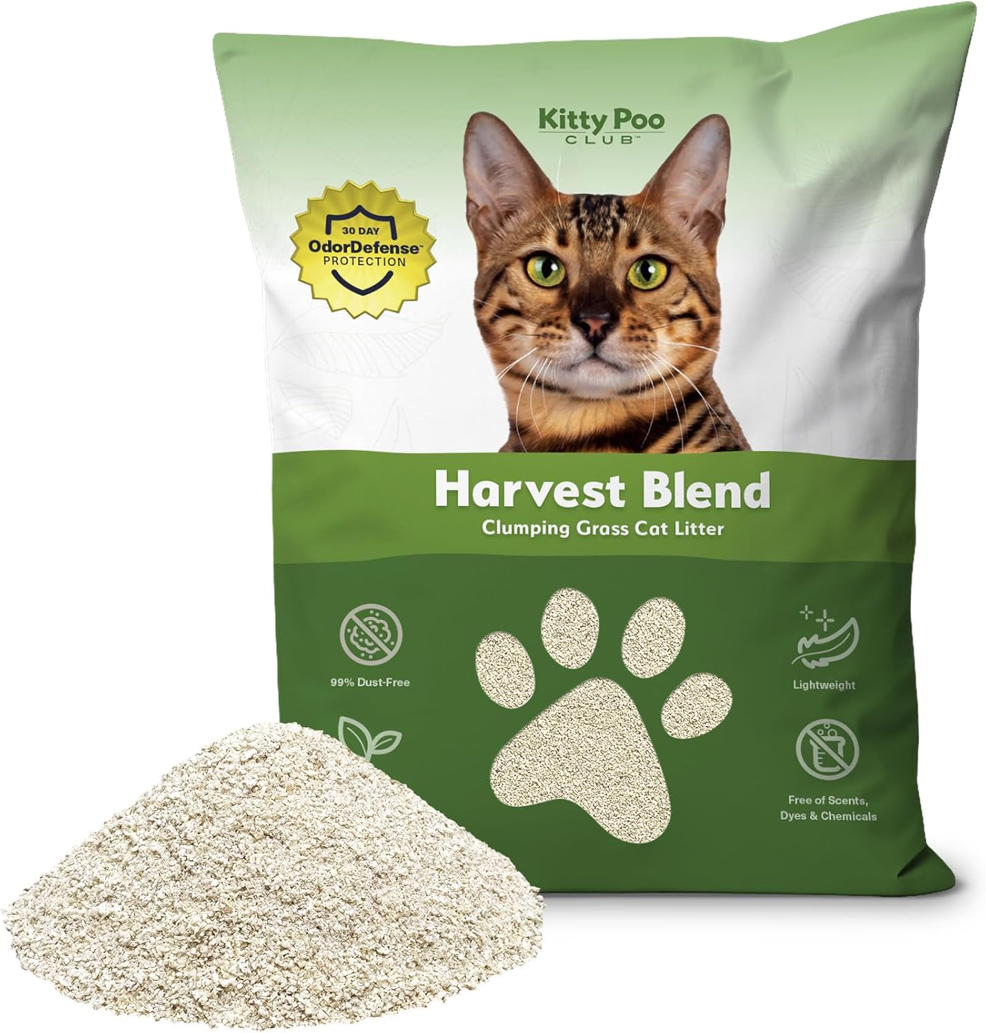 Kitty Poo Club Grass Cat Litter – Natural, Biodegradable Grass-Based Litter for Cats, Lightweight, Dust-Free, Superior Odor Control, Fast-Clumping Formula