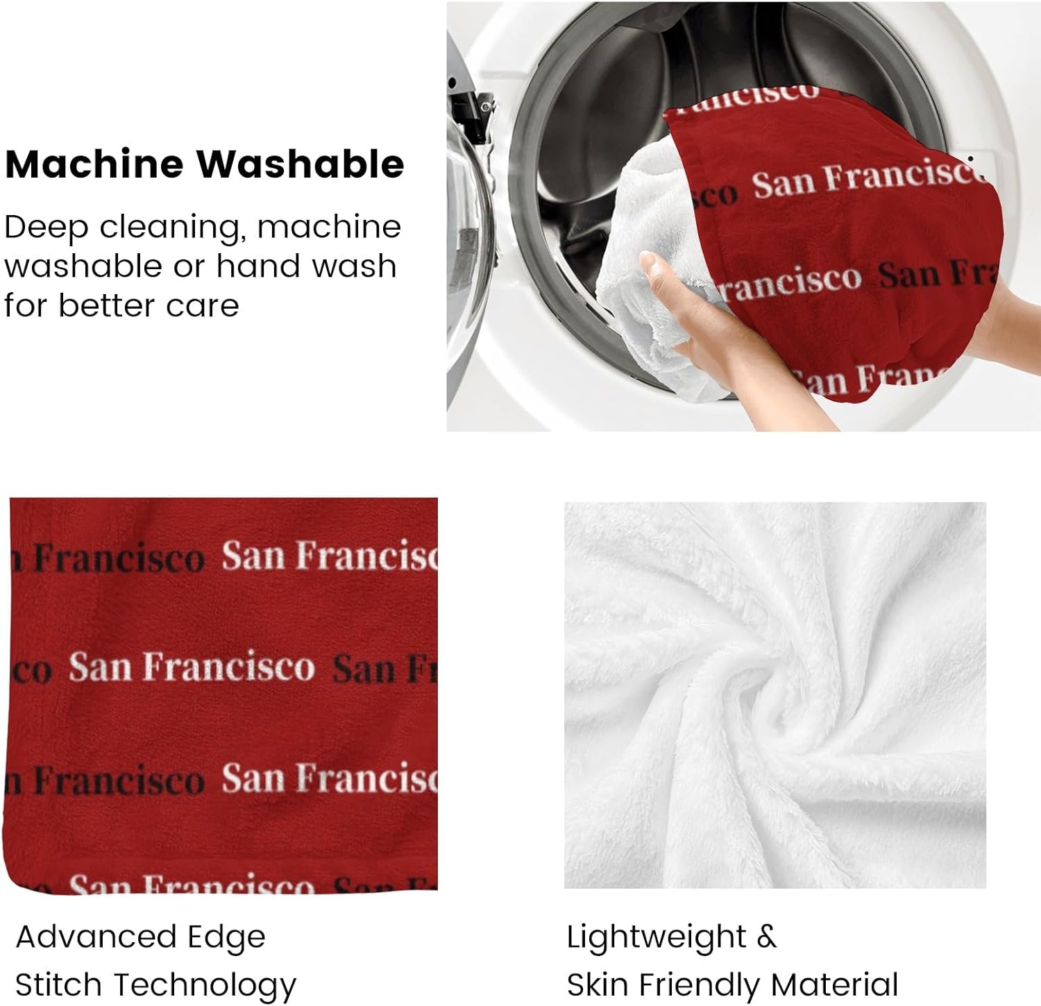 Personalized San Francisco Blanket, Custom Name Throw Blanket - Ultra Soft Flannel Blanket for Football Fans, College Graduation Gift, Freshman Dorm & Holiday Decor - Image 6