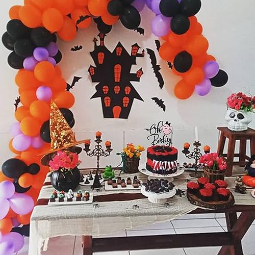 Miniatura 6 de Rsstarxi 1 paquete de decoración de pastel Ghost Oh Baby con lazo de purpurina Oh Baby Spooky Cake Pick para Halloween, tema de fantasma, revelación