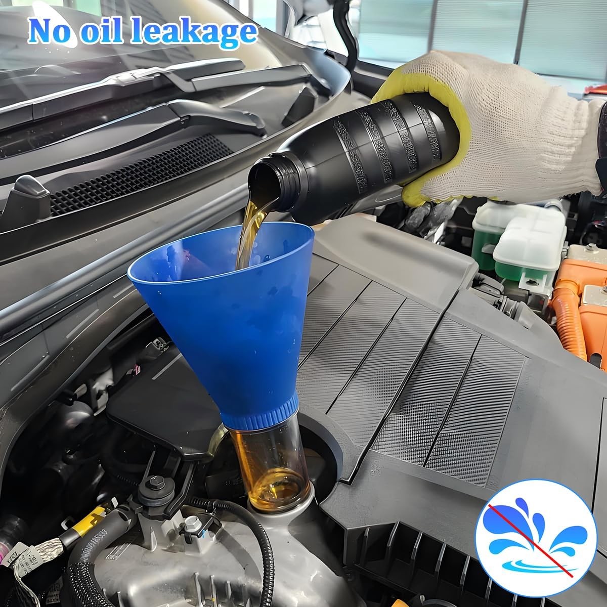Zpana Car Engine Oil Funnel, Spill-Free Vehicle Locking Oil with Screws Threaded, Fast Easy Automotive Engine Change Tool Accessories, Compatible with Avalon Tercel Venza