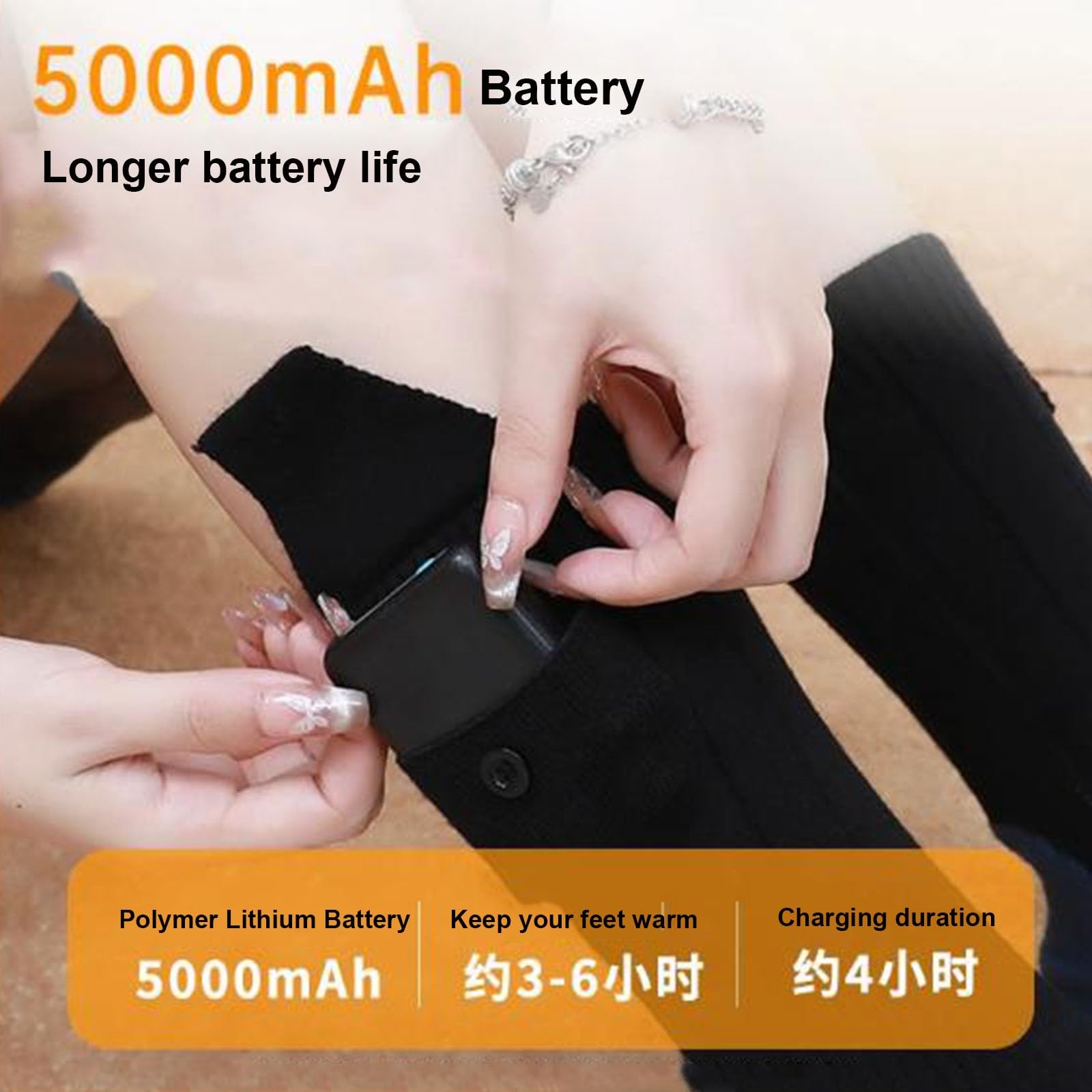 Calze Riscaldate a Batteria, Calzini Riscaldanti per Uomo & Donna, con Batteria da 5000 mAh, per Uomo e Donna, per Sci, Inverno, Caccia, Campeggio