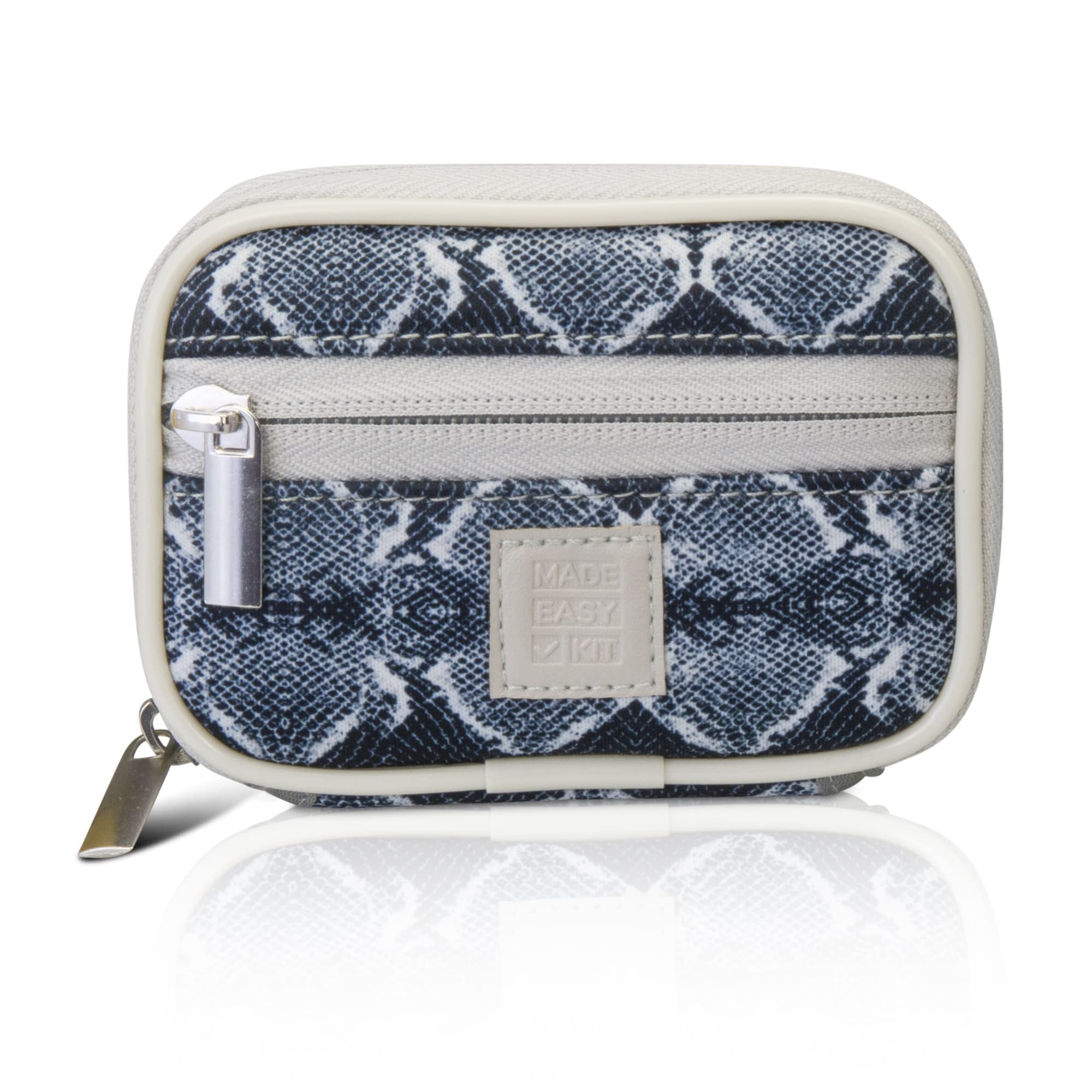 Made Easy Kit Pill Case - Weekly Medicine Organizer with Removable Seven-Day Vitamin & Supplement Box (Silver Snake Skin)